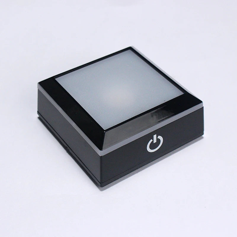 Silver/black Square LED Night Lamp Base Show Stand With Sensitive Touch Switch Colorful Lights Square Display Base