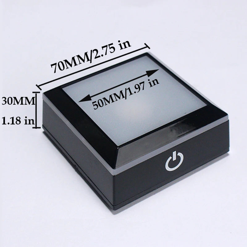 Silver/black Square LED Night Lamp Base Show Stand With Sensitive Touch Switch Colorful Lights Square Display Base
