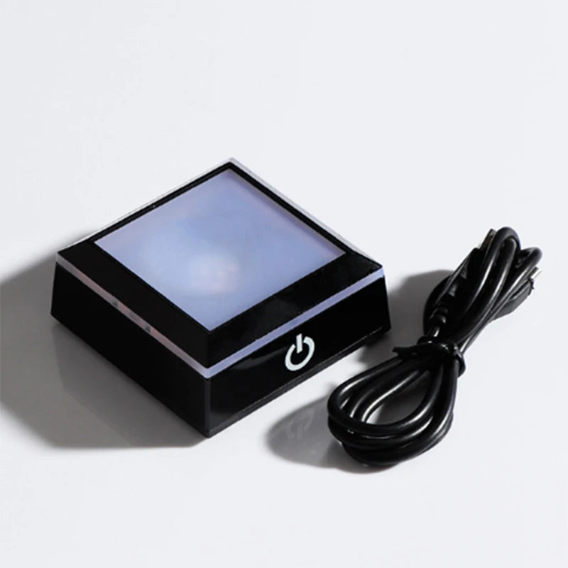 Silver/black Square LED Night Lamp Base Show Stand With Sensitive Touch Switch Colorful Lights Square Display Base