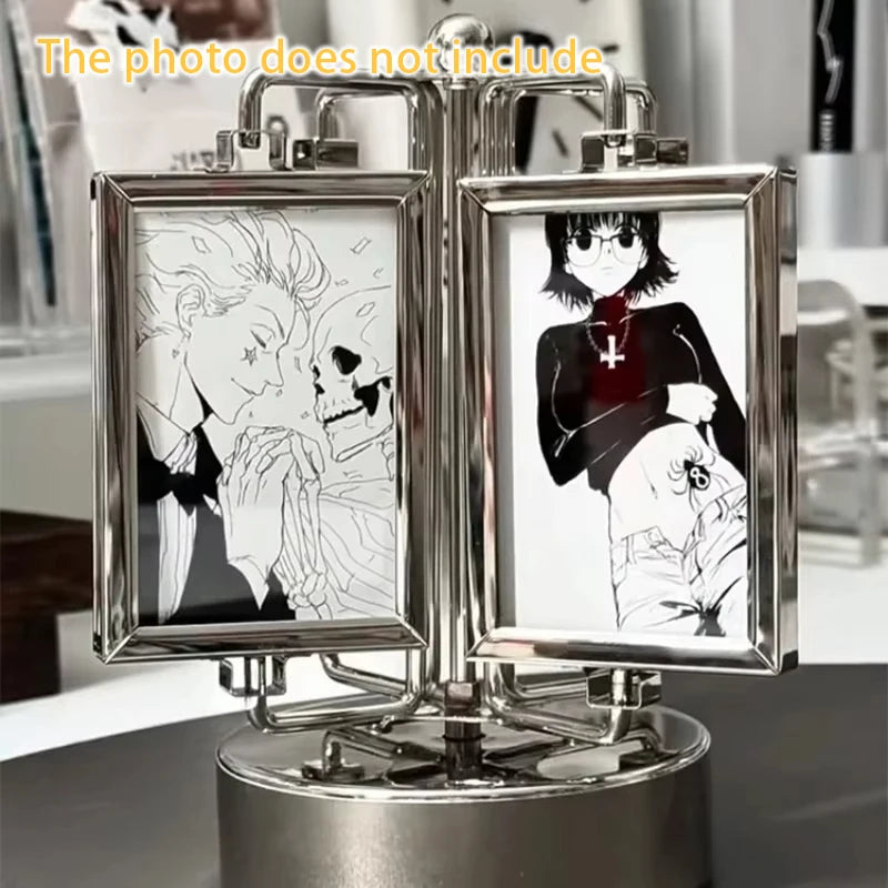 Rotating Photo Frame Gu Mei Display Stand Small Card Display Stand Storage DIY Photo Frame Creative Desktop Ornament