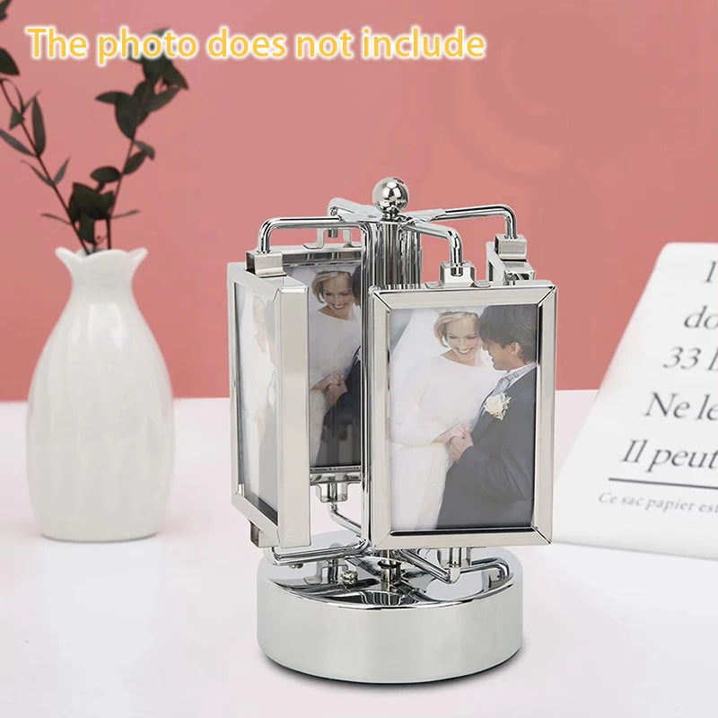 Rotating Photo Frame Gu Mei Display Stand Small Card Display Stand Storage DIY Photo Frame Creative Desktop Ornament