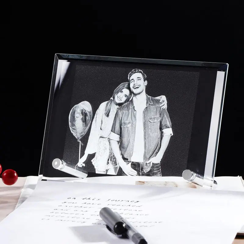 Custom Crystal Photo Text Frame Personalized Customized Home Deco Family Lovers Mother Birthday Anniversary Souvenir Gift