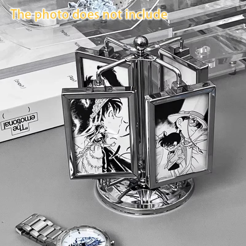 Rotating Photo Frame Gu Mei Display Stand Small Card Display Stand Storage DIY Photo Frame Creative Desktop Ornament