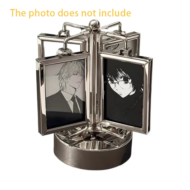 Rotating Photo Frame Gu Mei Display Stand Small Card Display Stand Storage DIY Photo Frame Creative Desktop Ornament