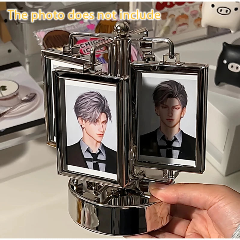 Rotating Photo Frame Gu Mei Display Stand Small Card Display Stand Storage DIY Photo Frame Creative Desktop Ornament