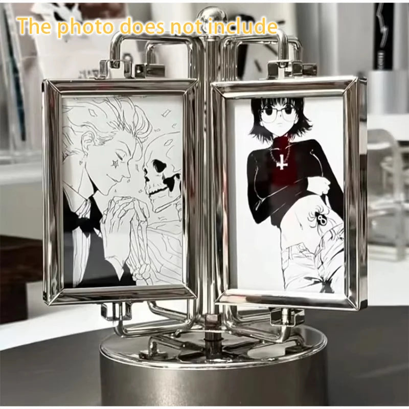 Rotating Photo Frame Gu Mei Display Stand Small Card Display Stand Storage DIY Photo Frame Creative Desktop Ornament