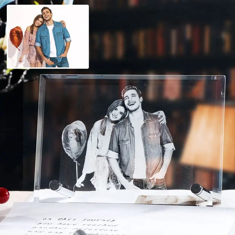 Custom Crystal Photo Text Frame Personalized Customized Home Deco Family Lovers Mother Birthday Anniversary Souvenir Gift