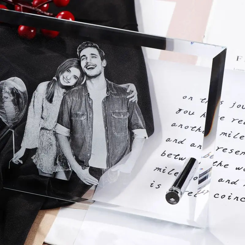 Custom Crystal Photo Text Frame Personalized Customized Home Deco Family Lovers Mother Birthday Anniversary Souvenir Gift