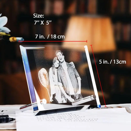 Custom Crystal Photo Text Frame Personalized Customized Home Deco Family Lovers Mother Birthday Anniversary Souvenir Gift