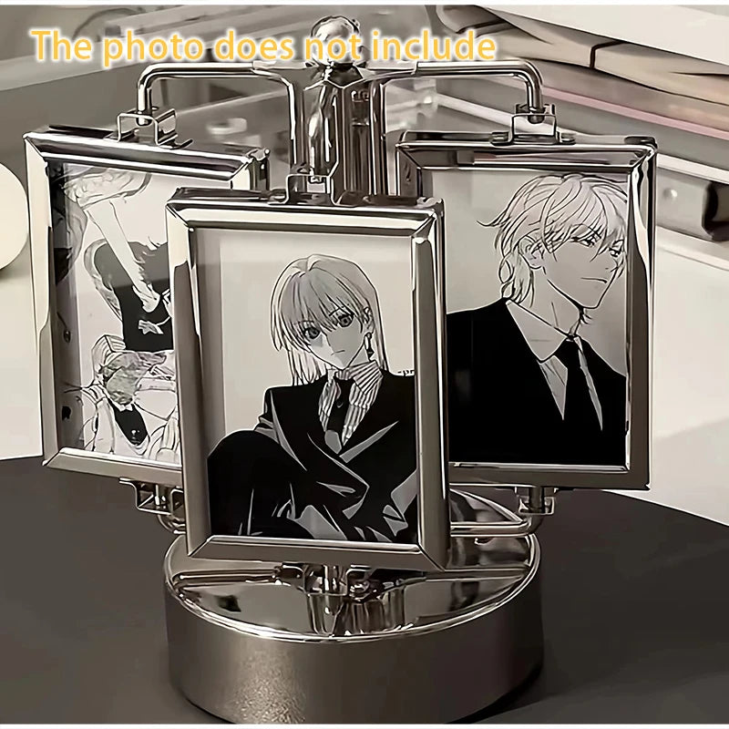 Rotating Photo Frame Gu Mei Display Stand Small Card Display Stand Storage DIY Photo Frame Creative Desktop Ornament