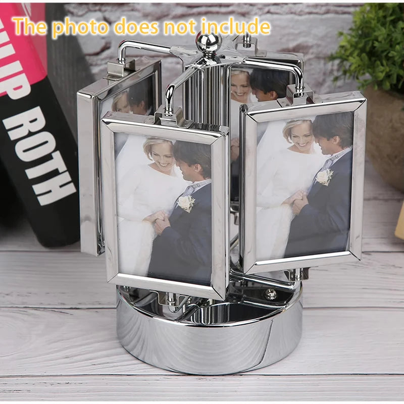 Rotating Photo Frame Gu Mei Display Stand Small Card Display Stand Storage DIY Photo Frame Creative Desktop Ornament