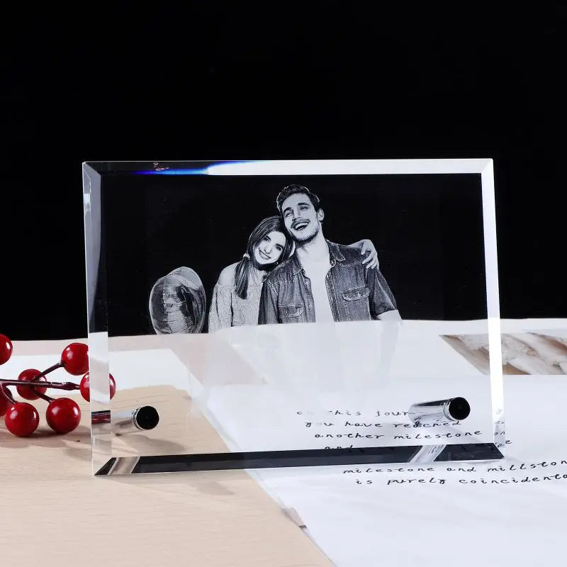 Custom Crystal Photo Text Frame Personalized Customized Home Deco Family Lovers Mother Birthday Anniversary Souvenir Gift