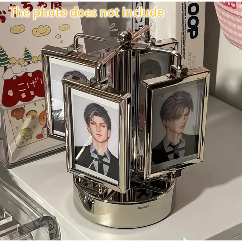 Rotating Photo Frame Gu Mei Display Stand Small Card Display Stand Storage DIY Photo Frame Creative Desktop Ornament