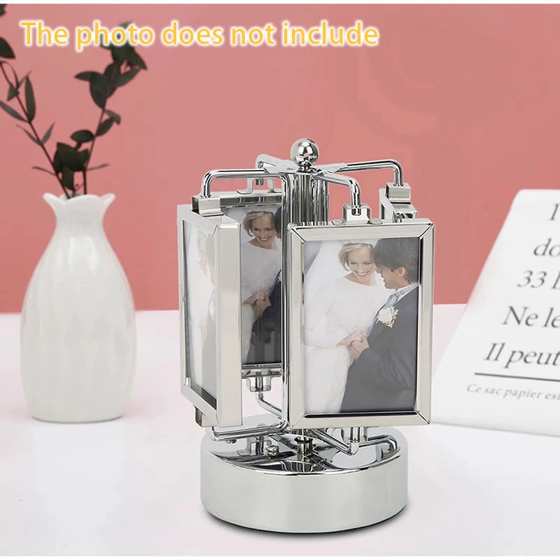 Rotating Photo Frame Gu Mei Display Stand Small Card Display Stand Storage DIY Photo Frame Creative Desktop Ornament