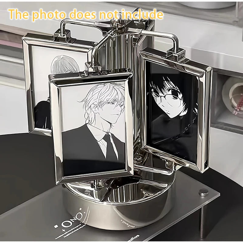 Rotating Photo Frame Gu Mei Display Stand Small Card Display Stand Storage DIY Photo Frame Creative Desktop Ornament